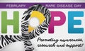 Hope Word, Zebra Ribbon and Greetings for Rare Disease Day, Vector Illustration