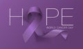 World Cancer Day concept. Hope. Lavender Ribbon. Vector illustration