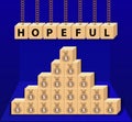 Hopeful: cube words, positivity, vector illustration design for graphics and prints.