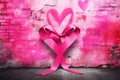 Hopeful Graffiti Pink ribbon spraypainted on an Royalty Free Stock Photo