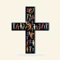 Hopeful people on black cross artwork graphic icon vector image logo