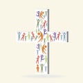 Hopeful people on white cross artwork graphic icon vector image logo
