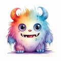 Hopeful Watercolor Monster Gives You Strength Royalty Free Stock Photo