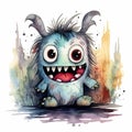 Hopeful Watercolor Monster Gives You Strength Royalty Free Stock Photo