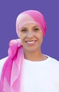 Hopeful woman wearing a pink headscarf Royalty Free Stock Photo