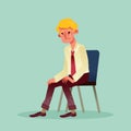 Hopeless business man sitting on a chair and crying cartoon Royalty Free Stock Photo