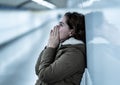 Unhappy young woman feeling sad and stressed suffering from depr