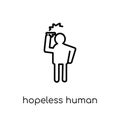 hopeless human icon. Trendy modern flat linear vector hopeless h