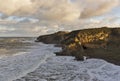 Hopeman, Cove Bay line of waves Royalty Free Stock Photo