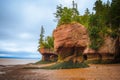 Hopewell Rocks at low tide on a cloudy day, Bay of Fundy, New Brunswick, Canada