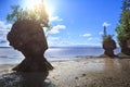 The Hopewell Rocks: stone formations in `The Rocks Privincial Park` in New Brunswick, Canada Royalty Free Stock Photo