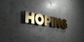 Hoping - Gold sign mounted on glossy marble wall - 3D rendered royalty free stock illustration