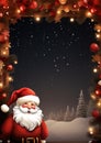 hoping to catch a glimpse of Santa Claus watercolor winter border frame Royalty Free Stock Photo