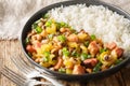 Hoppin John or Carolina peas and rice, is a black-eyed peas and rice with vegetables dish closeup on the plate. Horizontal Royalty Free Stock Photo