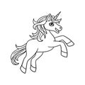 Hopping Unicorn Isolated Coloring Page for Kids