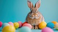 Hoppy Easter! Colorful Eggs and Bunny in Vibrant Hues