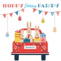 Hoppy holiday party fancy Easter vector poster