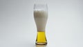 Hoppy unfiltered drink foaming slow motion. Alcoholic beverage pouring glass