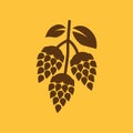 Hops icon. Beer and hop, Hops symbol. UI. Web. Logo. Sign. Flat design. App.Stock