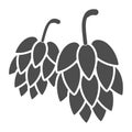 Hops solid icon, Oktoberfest concept, Hop beer sign on white background, Hop cones icon in glyph style for mobile