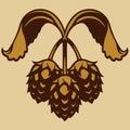 Hops vector visual graphic icon or logo, ideal for beer, stout, ale, lager, bitter labels and packaging etc. Royalty Free Stock Photo
