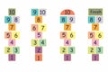 Hopscotch game illustration in colorful. letters