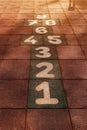 Hopscotch game on outdoor playground for children