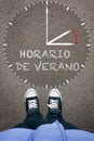 Horario de Verano, Spanish Daylight Saving Time on asphalt with