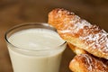 Horchata and fartons, typical snack in Valencia, Spain Royalty Free Stock Photo