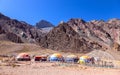 Confluencia Tent Domes and Camping Area, Mount Aconcagua Provincial Park Royalty Free Stock Photo