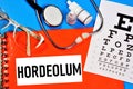 Hordeolum. Text label to indicate the state of vision health.