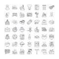 Horeca linear icons, signs, symbols vector line illustration set Royalty Free Stock Photo