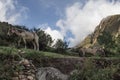 Horese with farm on the Inca Trail to Machu Picchu. A awesome hi Royalty Free Stock Photo