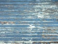 horiontal background consisting of wheathered old grungy blue planks with peeling paint