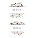 Horisontal botanical vector design banner. Pink rose, eucalyptus, succulents, flowers, greenery. Natural spring card or