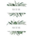 Horisontal botanical vector design banner. Pink rose, eucalyptus, succulents, flowers, greenery. Natural spring card or