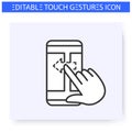 Horisontal scroll left hand gesture line icon