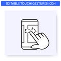 Horisontal scroll right hand gesture line icon