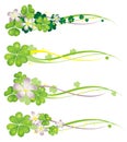 Horisontal Spring Banner with blooming clovers Royalty Free Stock Photo