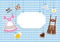 Horiziontal Label Octoberfest Hanging Icons And Straight Pattern Blue And White Royalty Free Stock Photo