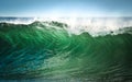 A wall of green water as a wave breaks