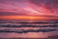 Horizon Embrace: Stunning Sunset over the Ocean with Orange Glowing Light