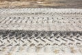 Horizon of Equipment Tracks in Sand Work Area