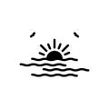 Black solid icon for Horizon, skyline and sunshine