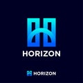 Horizon logo. Blue H letter on a black background.