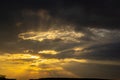 Horizon panorama and dramatic twilight sky and cloud sunset background. Natural sky background texture, beautiful color. Dark Royalty Free Stock Photo