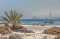 view of the beautiful papagayo beach in lanzarote, spain