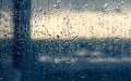 Horizont view throught the rain drops on window glass Royalty Free Stock Photo