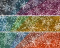 Horizontal abstract colored banners with bright snowfall. Royalty Free Stock Photo