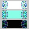 Horizontal abstract colorful gemstone mandala banner set